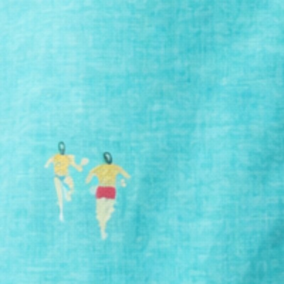 Akris Swimmer In Antigua Print Ocean Turquoise Blue Designer Drape Tunic - Picture 4 of 13